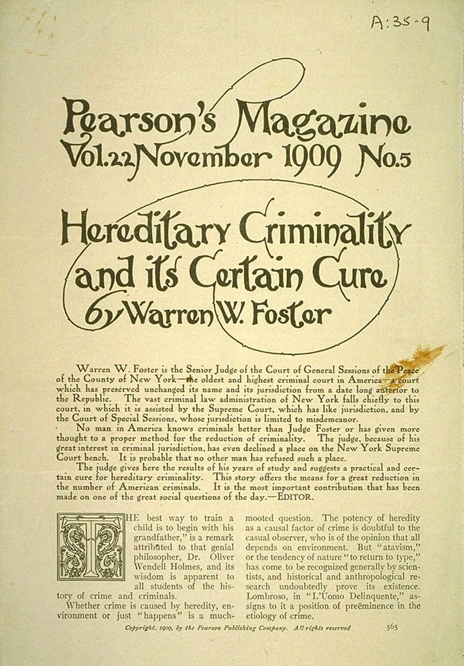 Hereditary criminality 1909