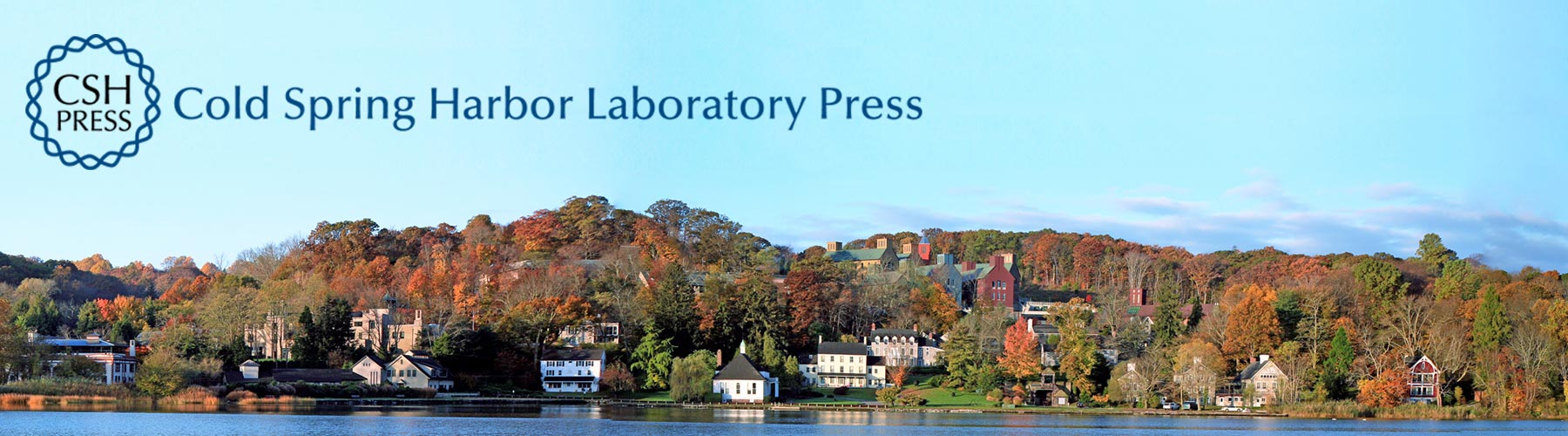 photo of CSHL campus with CSHL Press logo