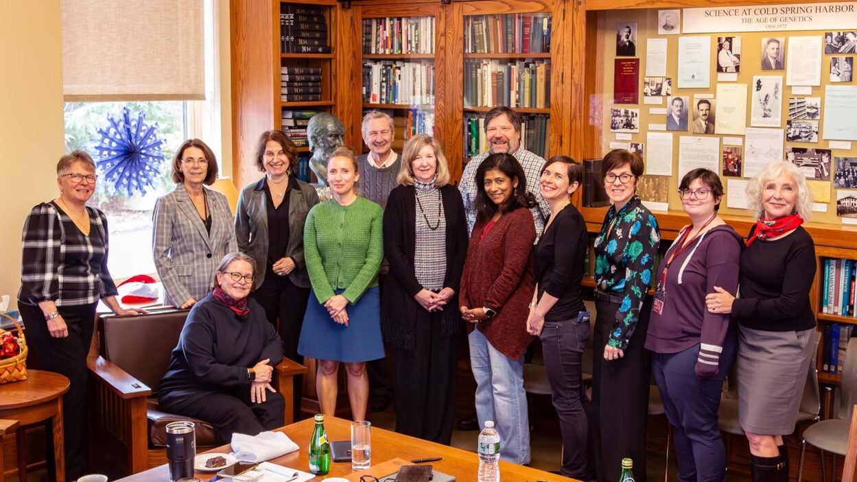 Photo of local historians in CSHL library